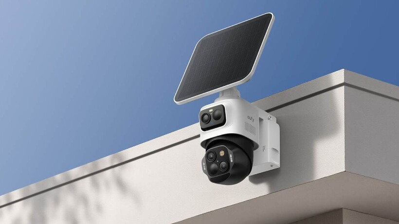 The eufycam S24 fixed to the fascia of a house